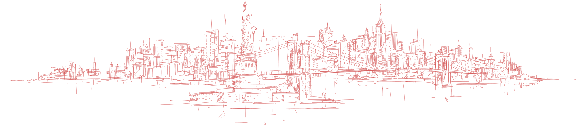 Line drawing of New York skyline